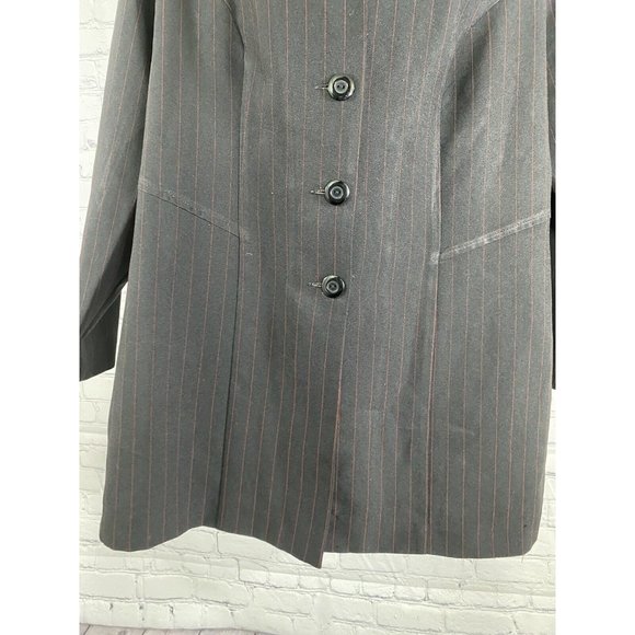 VTG Fashion Bug Black Red Striped Blazer Jacket With Red Dickie Collar 16W - Picture 7 of 12